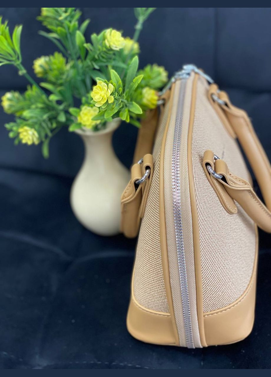 Женская маленькая комбинированная сумка из эко-кожи бежевого цвета 32376 No Brand (331333290)