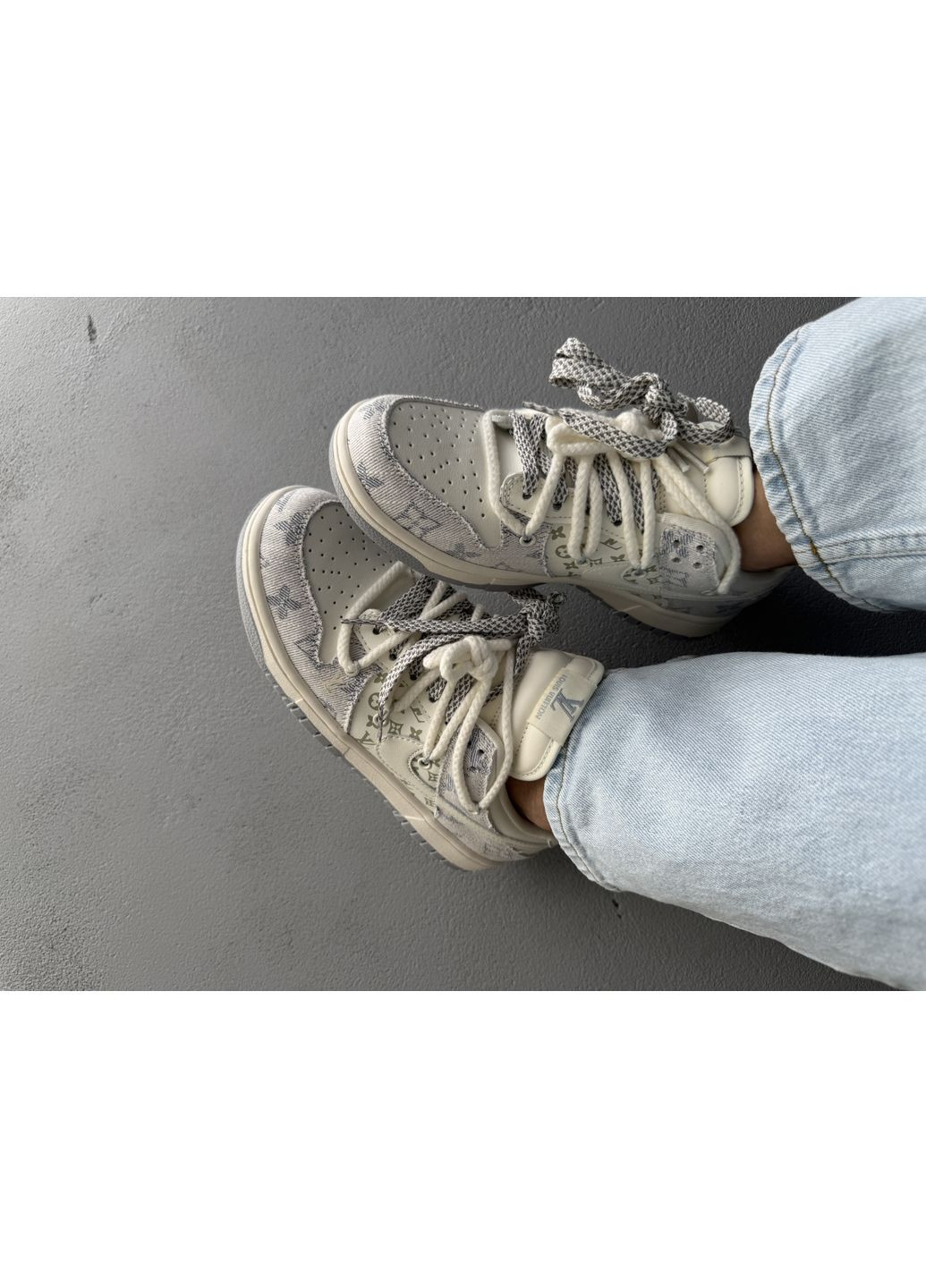 Белые демисезонные кроссовки мужские и женские nike sb dunk low x louis vuitton white blue | найк сб данк низкие белые No Brand