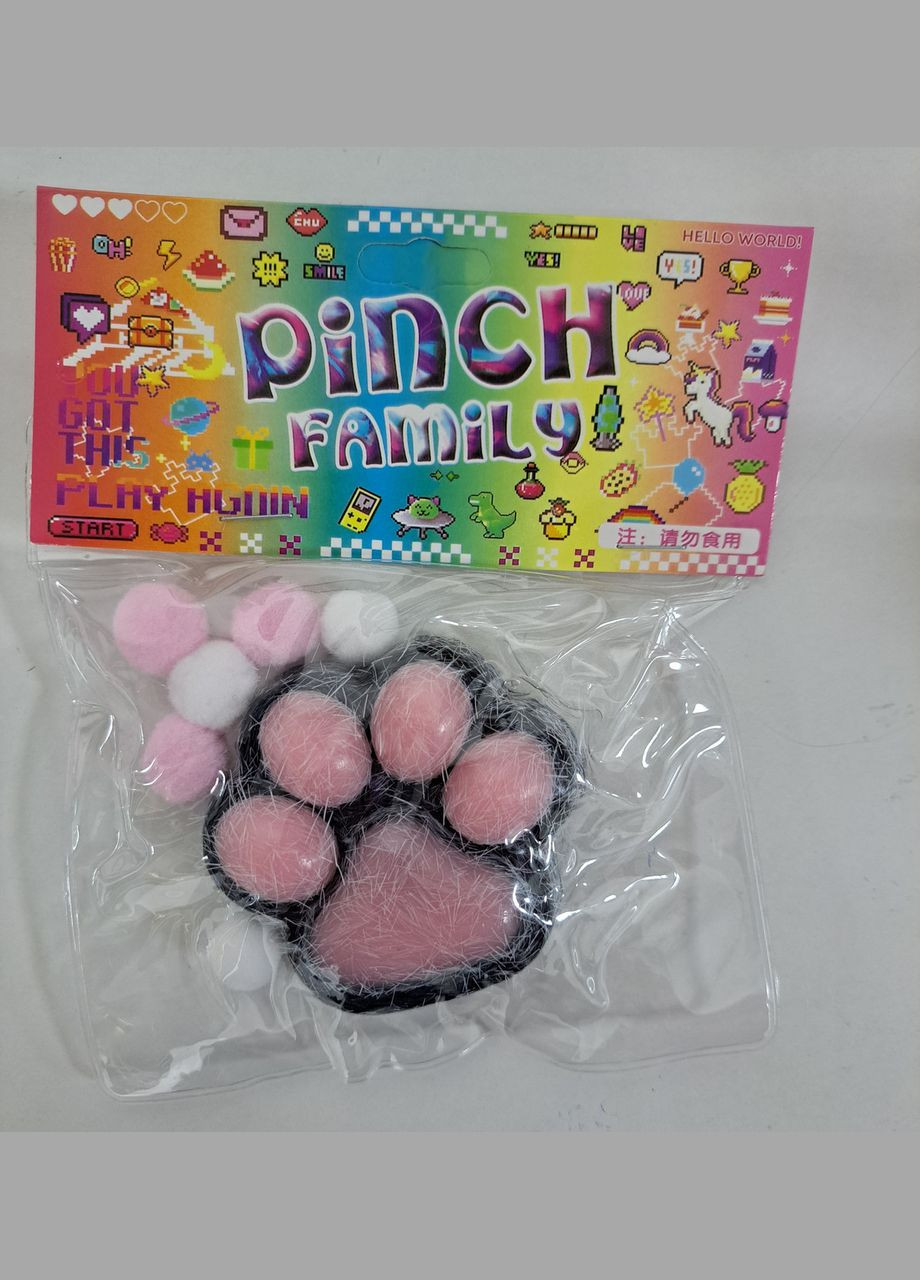 Сквиш таба лапка антистресс Черного цвета с волосками No Brand (333163522)