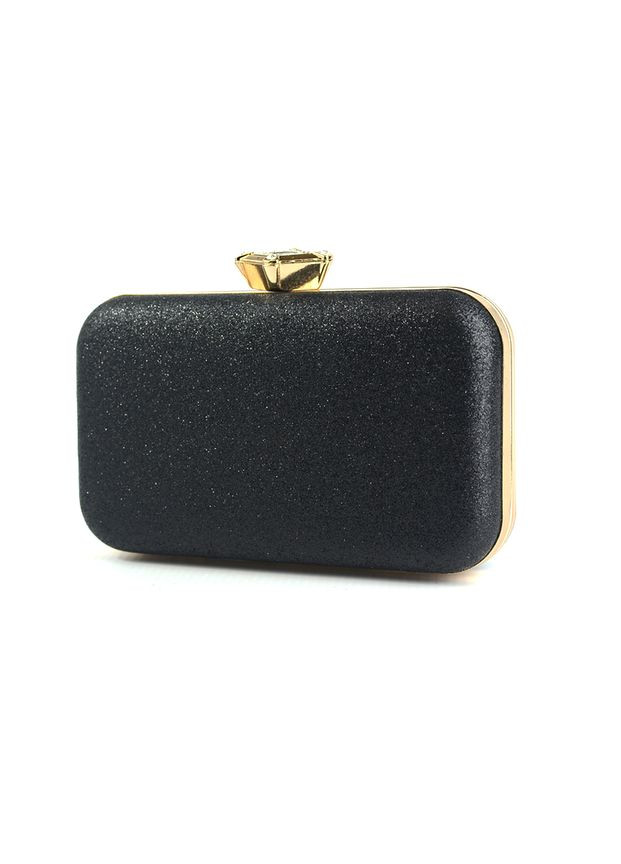 Чорна вечірня сумка клатч бокс з блискітками маленька міні сумочка випускна на ланцюжку No Brand (293942338)