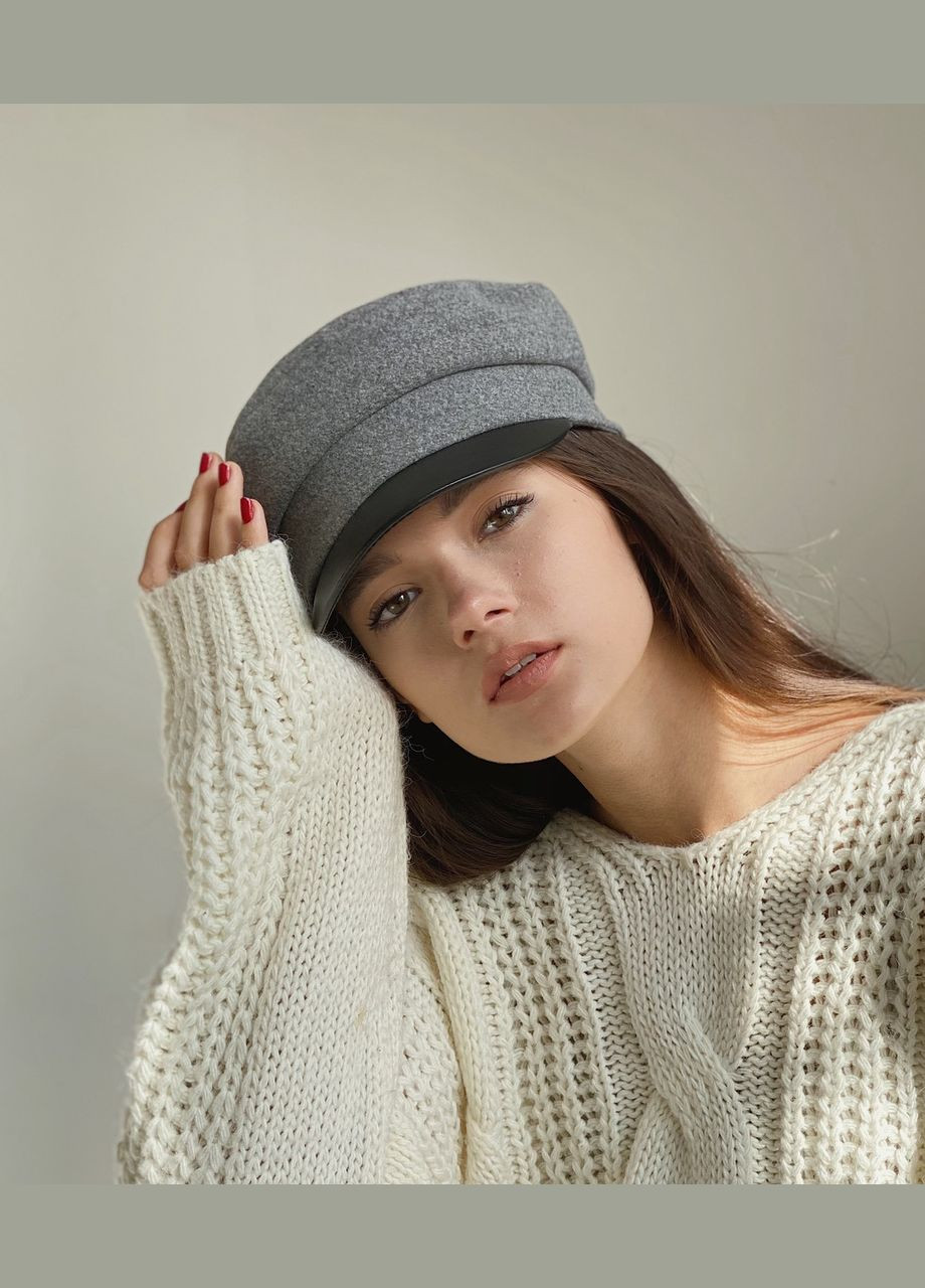 Кашикет кепи кашемировый с кожаным козырьком D.Hats (286845838)