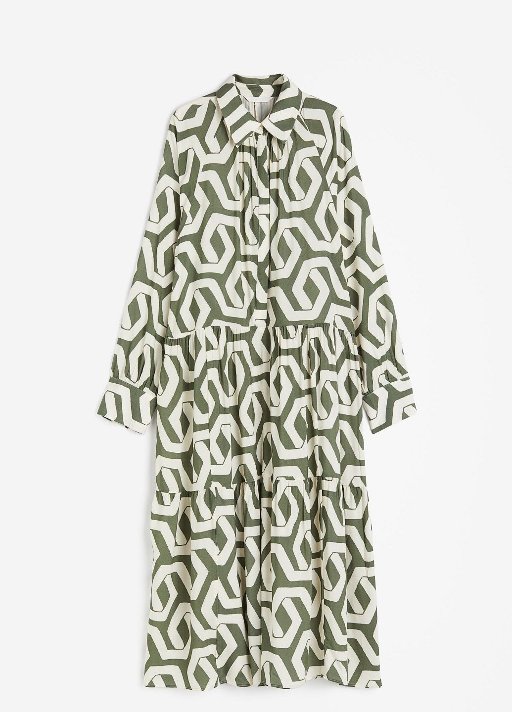 Оливкова (хакі) кежуал сукня H&M з абстрактним візерунком
