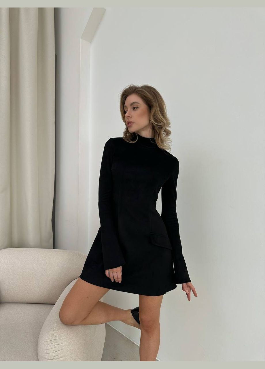 Черное женское замшевое платье цвет черный р.42/44 449496 New Trend