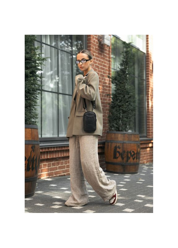 Черная кожаная женская сумка для телефона Sambag (360601936)