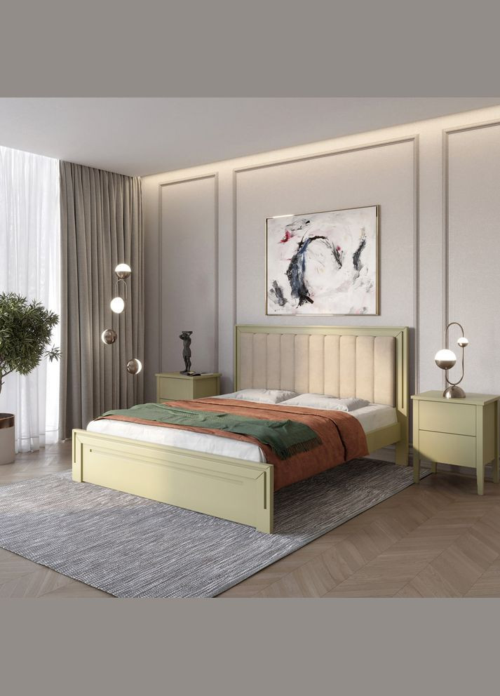 Двуспальная деревянная кровать Торонто Т1 (RAL1020)/Аляска 23 (бежевый) 140х200 см (MBG-8517) Mebigrand (368283301)