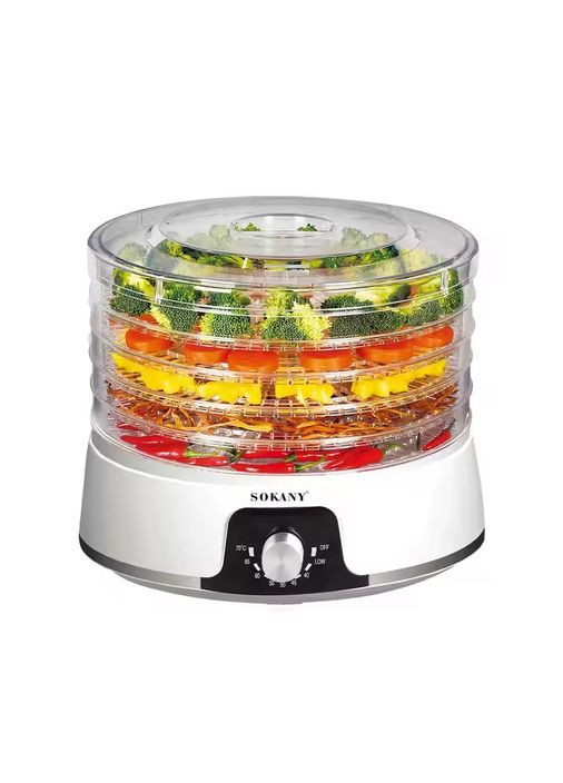 Сушилка для фруктов и овощей 5 лотков электросушилка с прозрачным корпусом для ягод и грибов (FS347) Sokany (361385238)