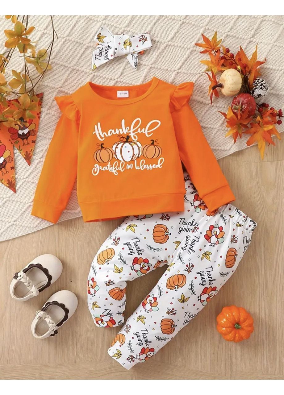 Помаранчевий демісезонний комплект для дівчинки No Brand Осінній комплект