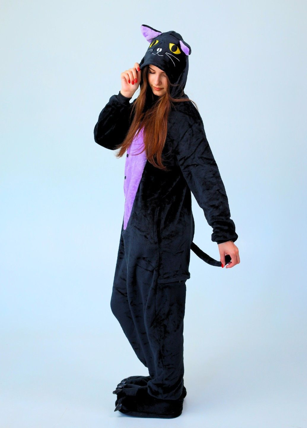 Кігурумі піжама Спукі Кішка плюшеве чорний для жінок з капюшоном Lalapka (362490063)