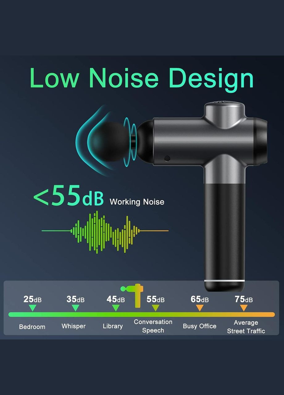 Перкуссионный ручной массажер Massage Gun BDBKMG, мышечный массажный пистолет, 99 режимов, 6 насадок, Черный No Brand (338596129)