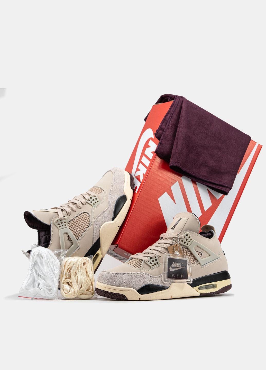 Кроссовки женские и мужские Nike Jordan 4 Ma Maniere Fossil Stone | Найк Джордан 4 бежевые No Brand бежевые демисезоны (332213971)