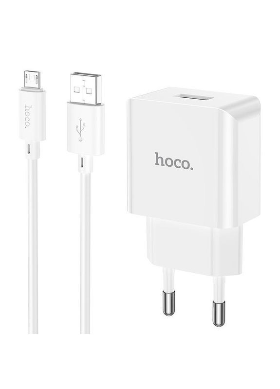 Адаптер сетевой Leisure Micro USB Cable single port charger C106A комплект зарядный белый Hoco (279554542)