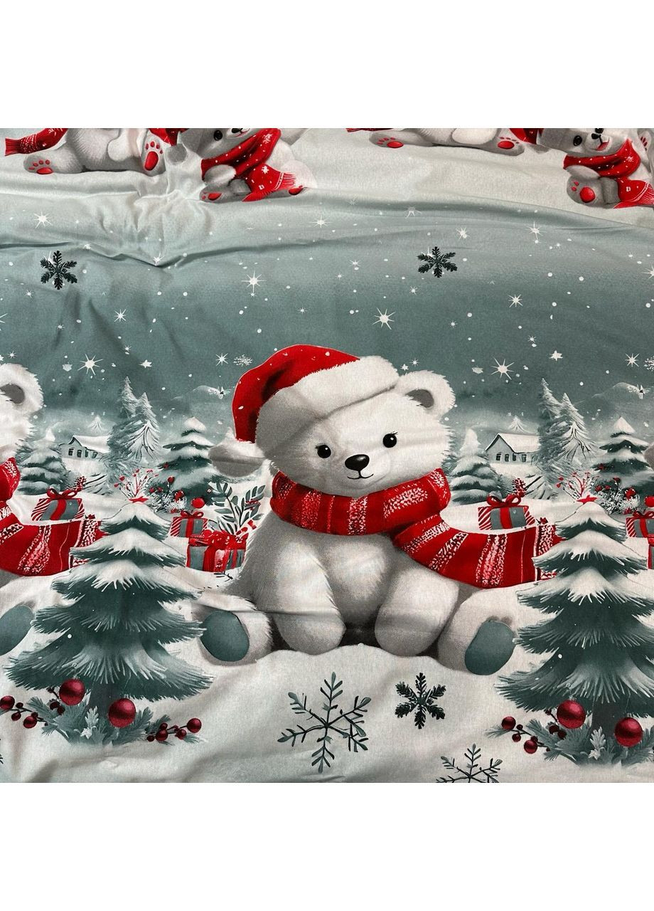 Зимнее постельное белье фланель (байка) семейный размер серого цвета – мягкость, тепло и новогоднее настроение! No Brand (370278935)