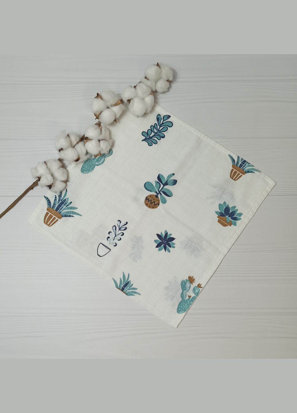 Муслиновый набор a.l.babybox Кактус (Плед-пеленка 120х120, салфетка Слюнявчик) Разноцветный No Brand (338837883)