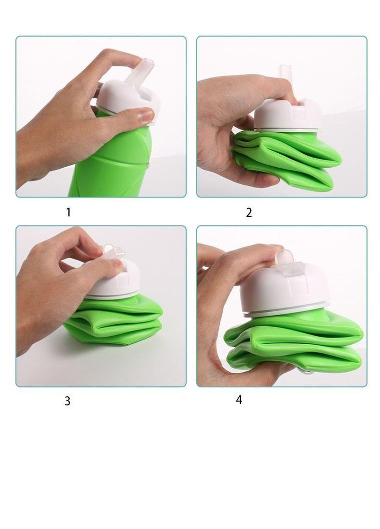 Складна силіконова пляшка для води і напоїв з карабіном 600 мл Бірюзовий (С051121) Water Bottle (342122373)