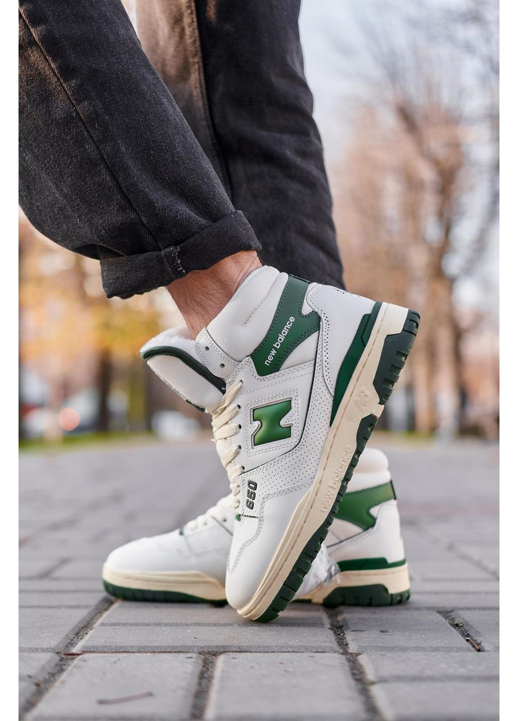 КРОСІВКИ ЖІНОЧІ NEW BALANCE 650 HIGHT WHITE GREEN FUR НЬЮ БЕЛАНС 650 No Brand сірі зими (367114976)
