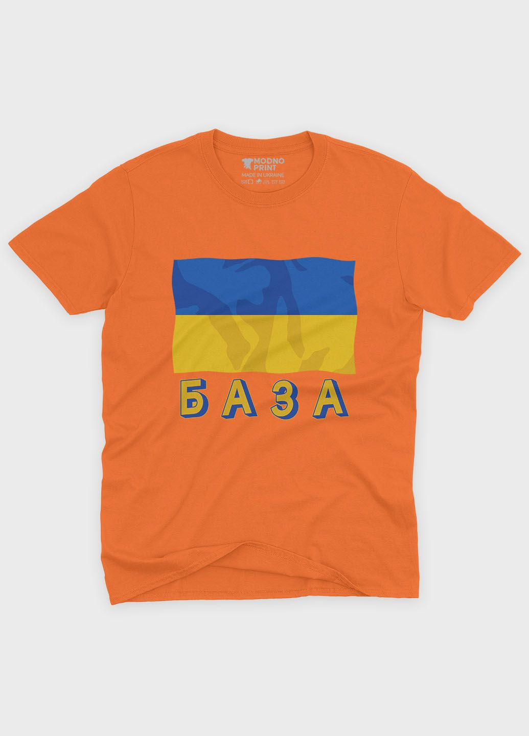 Оранжевая мужская футболка с патриотическим принтом база (ts001-5-ora-005-1-136) Modno