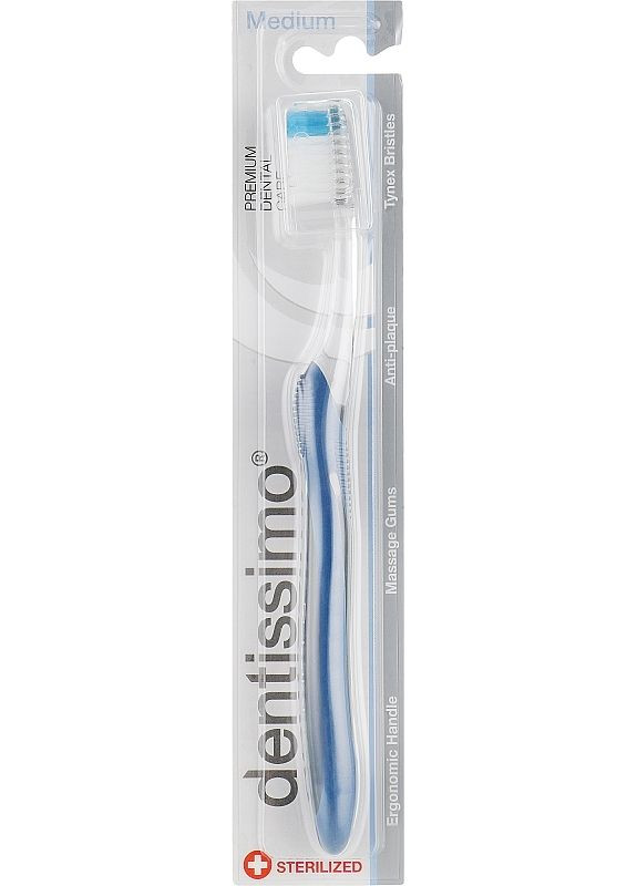 Зубна щітка зі щетинками середньої жорсткості, синя Medium Зубная щетка с щетинками средней жесткости, синяя (2-940166) Dentissimo (369793616)