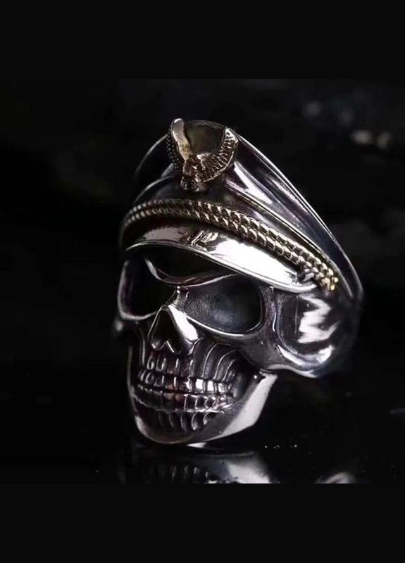 Мужское кольцо из нержавеющей стали в виде черепа Генерала с серебристым орлом размер регулируемый Fashion Jewelry (285110561)