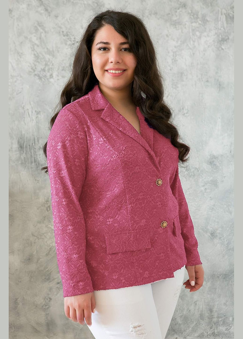 Розовый женский жакет из гипюра дженни розовый 60 Tatiana - летний