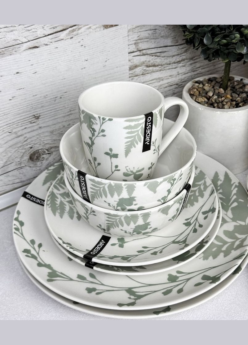 Сервіз столовий Capri AR0024CWG 24 предмети зелений Ardesto (364490247)