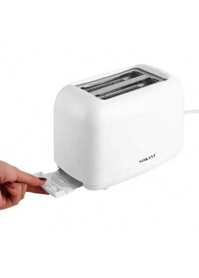 Електричний кухонний тостер на 2 тости HJT-022 потужність до 600 Вт Білий Sokany (356452528)