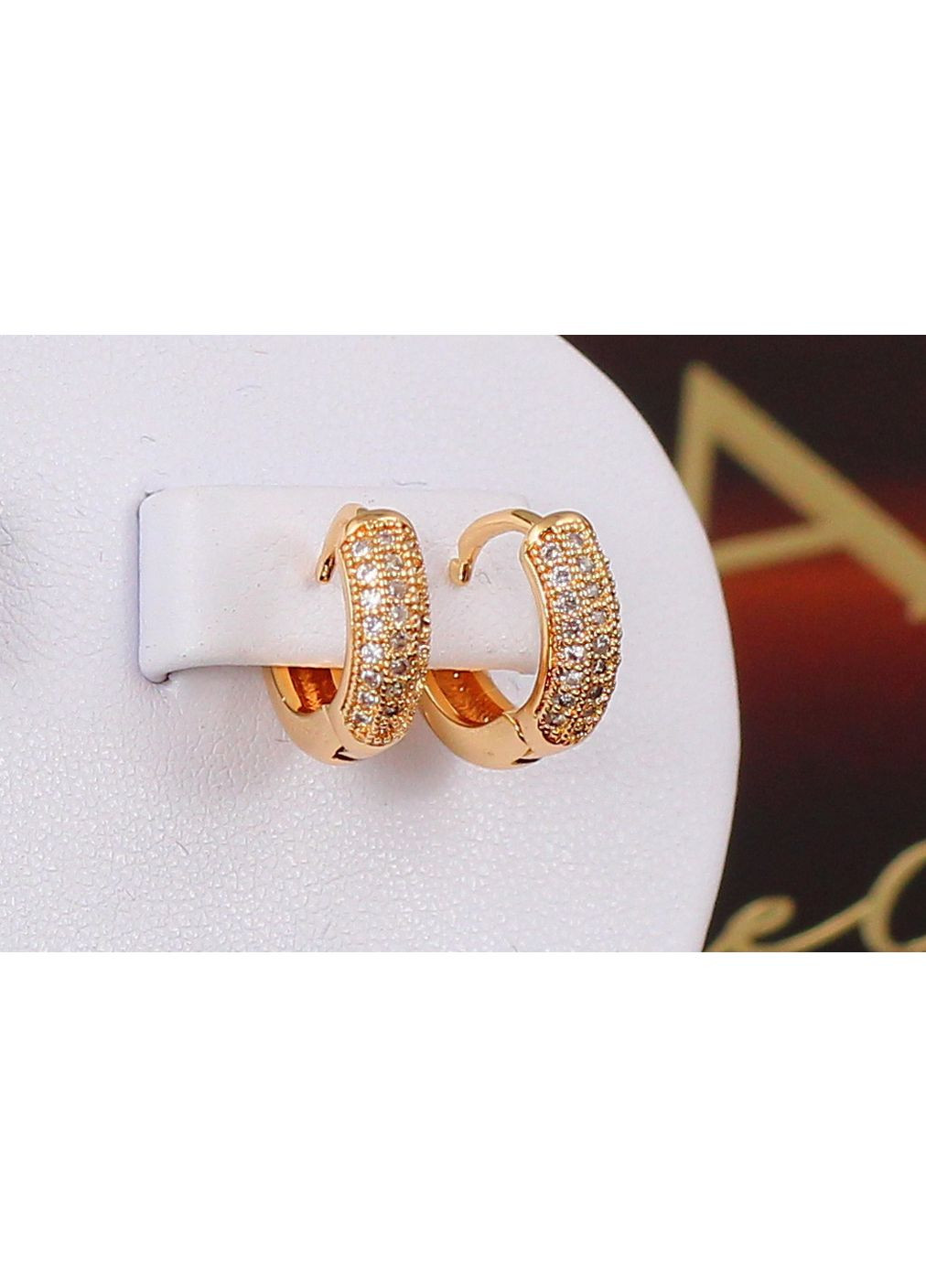 Сережки кільця Хuping Jewelry спереду три доріжки з камінців 1.2 см золотисті love-shopping Xuping Jewelry (354661717)