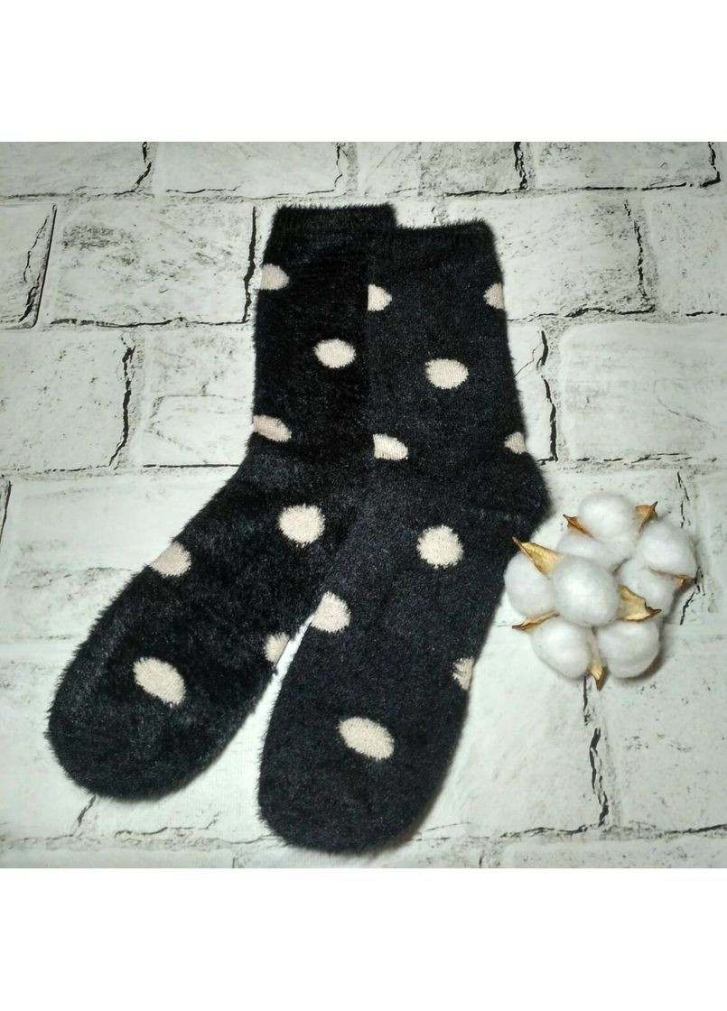 Чёрные носки женские теплые термоноски норка кашемир высокие горох 36-40р черные Шугуан горошки (365754477)