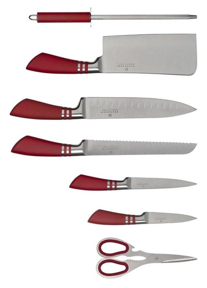Набір кухонних ножів EB-907 8 предметів червоний Edenberg комбінований,