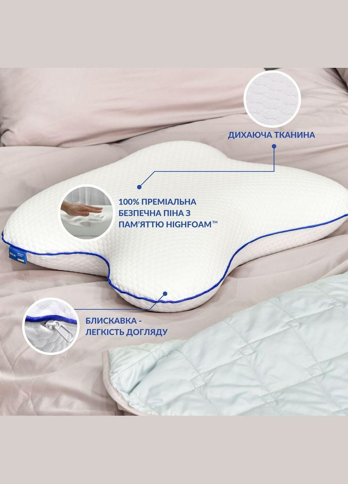 Подушка ортопедическая 58х50х12 см мемори висколистик пена с эффектом памяти с наволочкой на молнии IDEIA (334726817)
