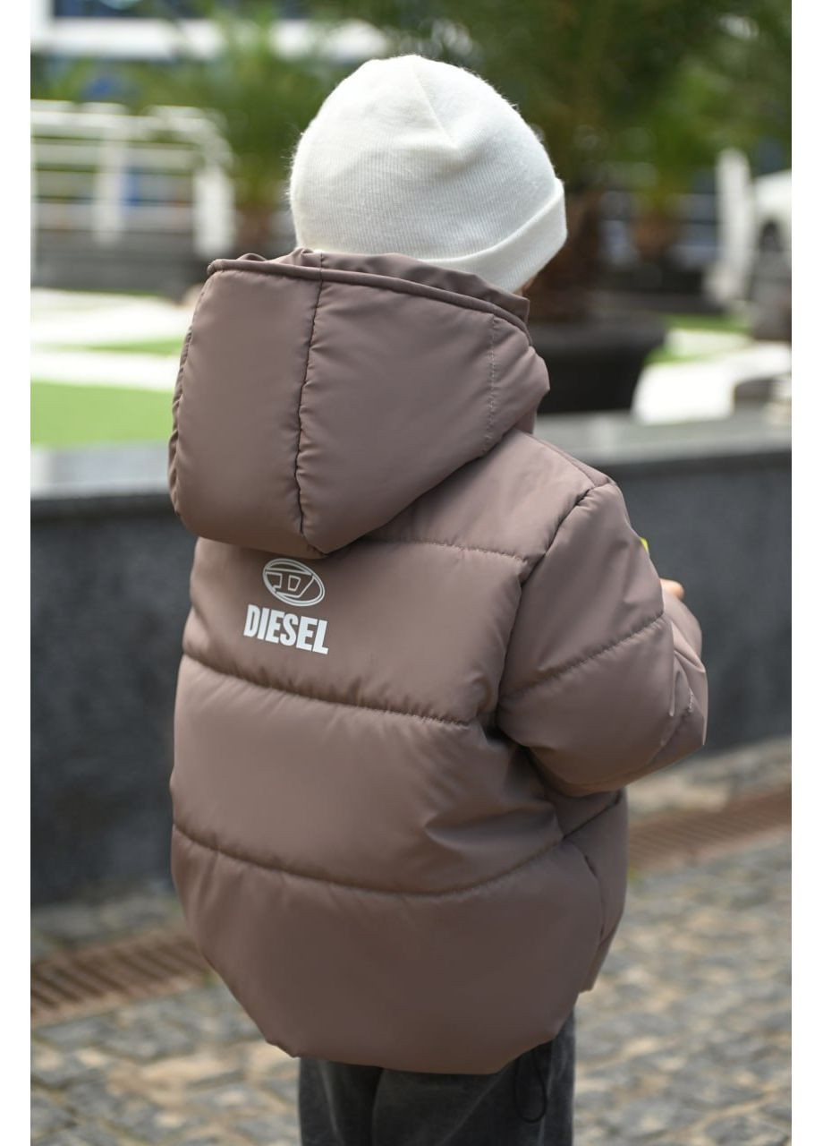 Темно-бежева зимня універсальна дитяча тепла куртка No Brand