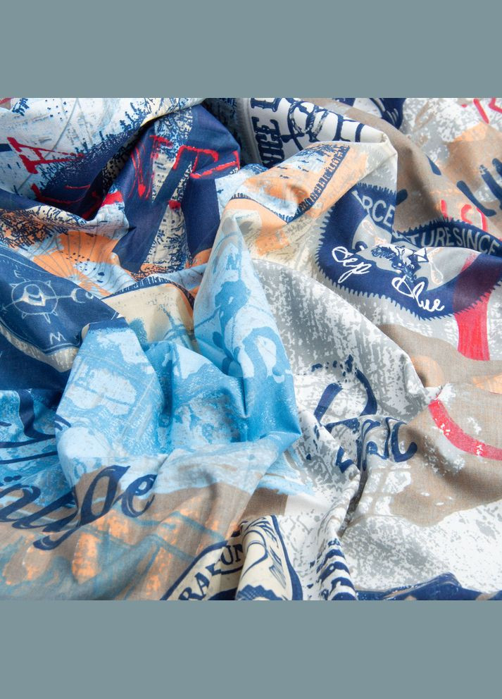 Ткань бязь ранфорс для постельного белья 2,4м 10882 v-04 Калипсо голубой IDEIA (289552769)