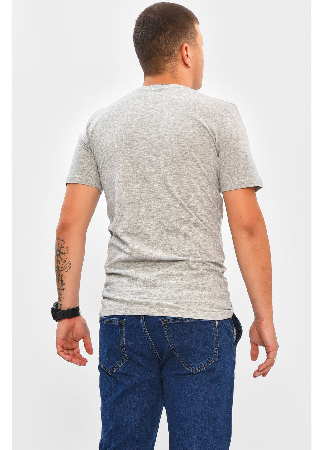 Серая футболка мужская серого цвета с принтом Let's Shop