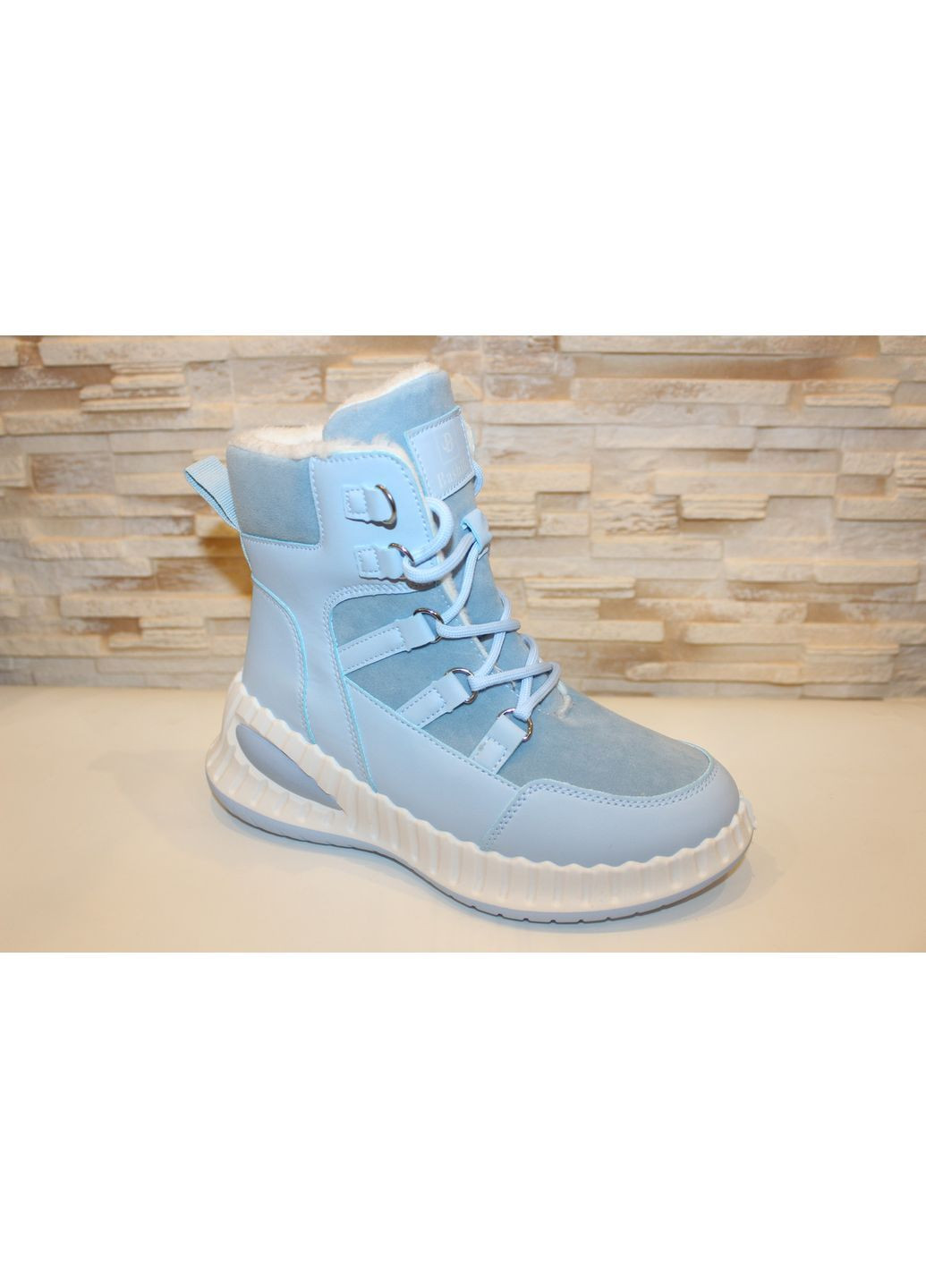 Зимние ботинки женские зимние голубые No Brand без декора из искусственной кожи, плащевка