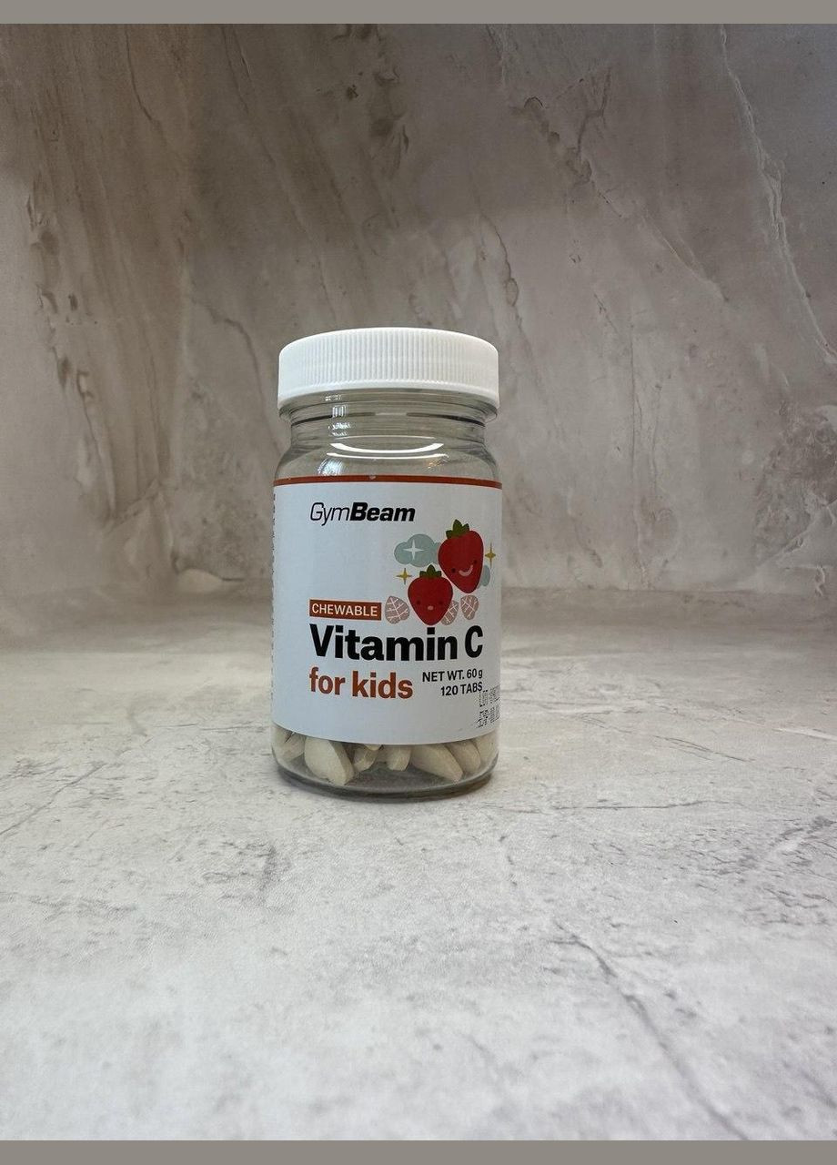 Вітамін-С Жувальний Вітамін С для дітей зі смаком полуниці, GymBeam, 120 таб No Brand (323168894)