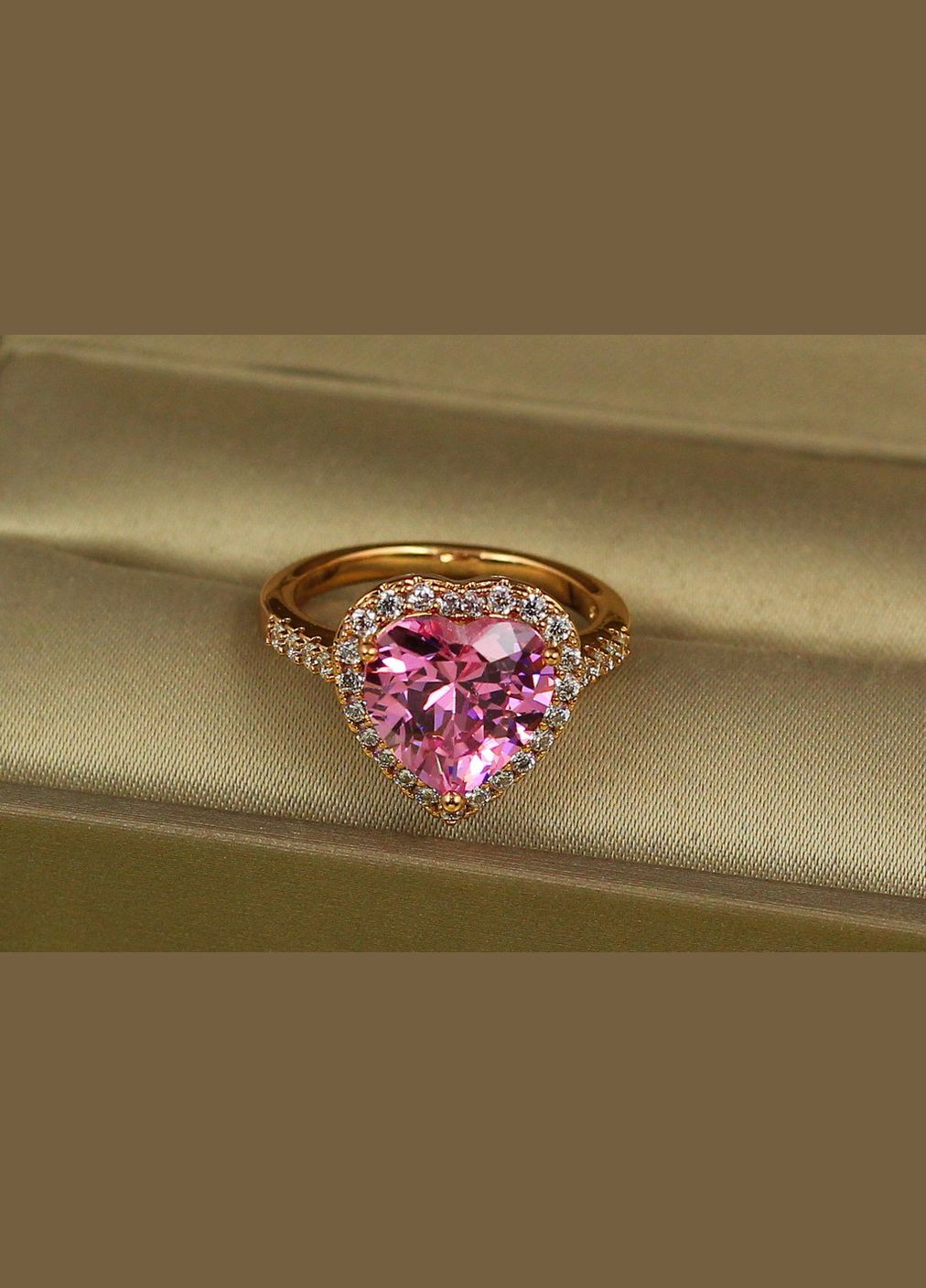 Кільце серце океану з розовим каменем 1,4 см р 17 золотисте Xuping Jewelry (316607136)