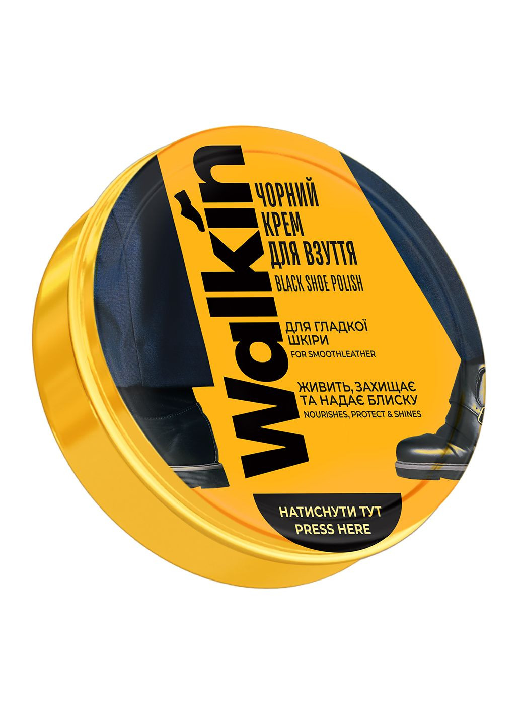 Крем для взуття з гладкої шкіри в банці, чорний, 50 мл Walkin (333983428)