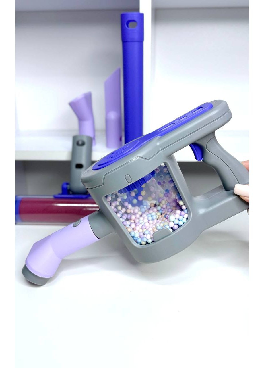 Детский игровой пылесос с насадками HJ619D со звуковыми эффектами и пенопластовыми шариками Фиолетовый Fun Game (360806770)