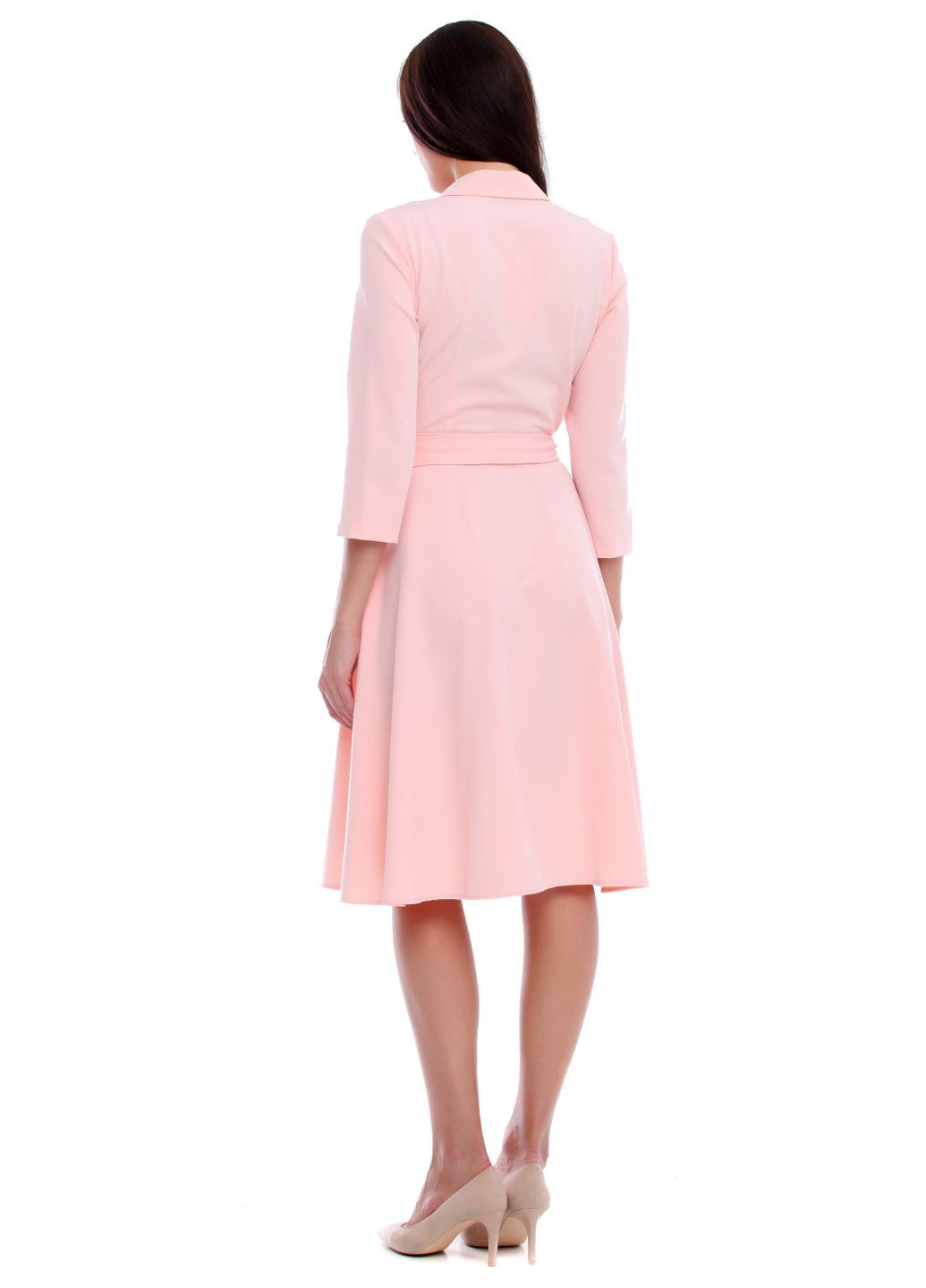 Світло-рожева жіноча сукня на запах з поясом (ll166320013) LadyLike