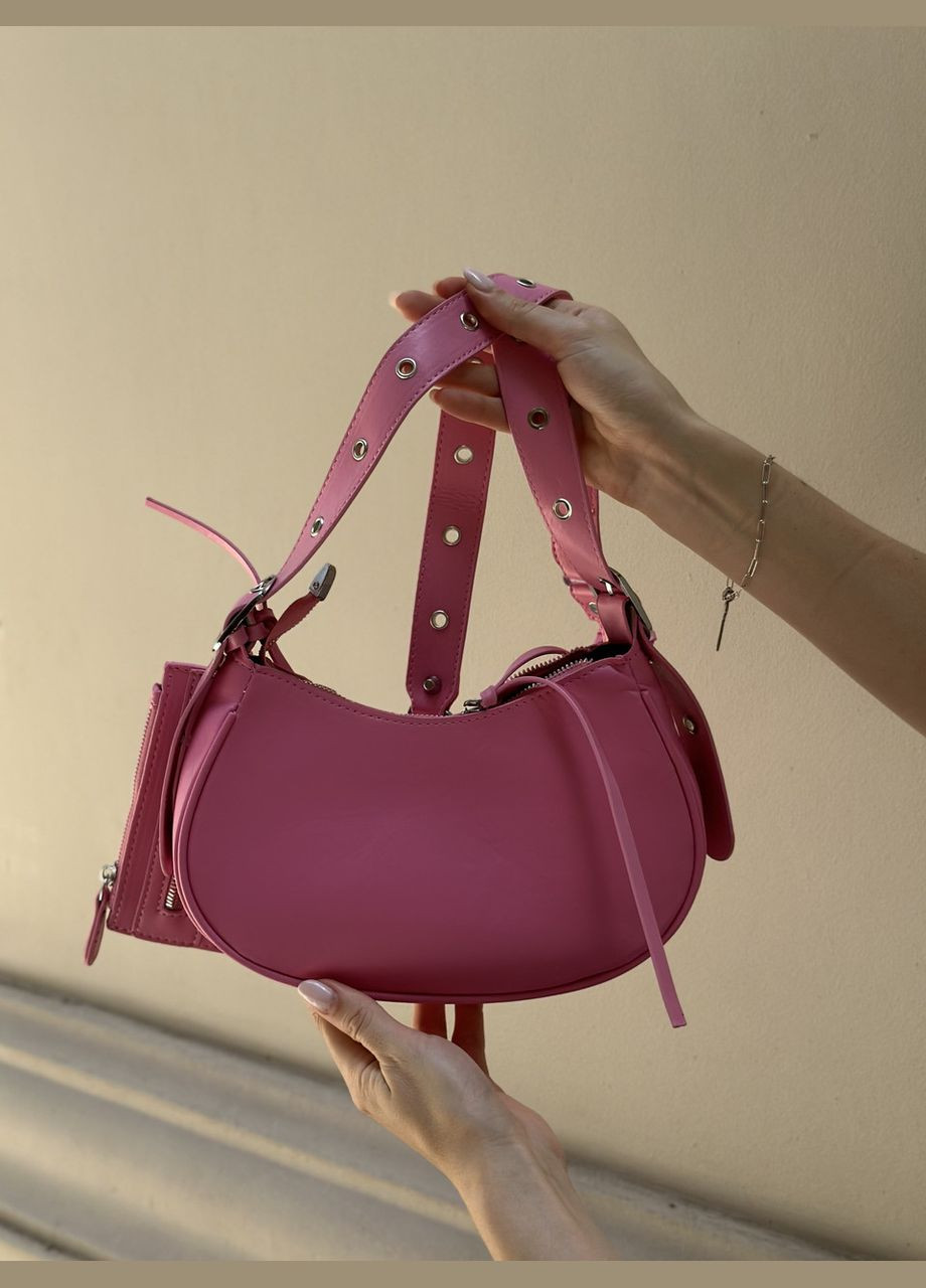 Женская сумка 10270 багет кросс-боди розовая No Brand (299279303)