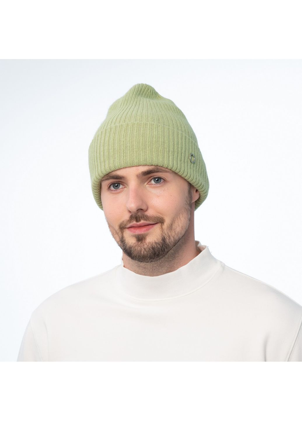 Шапка біні чоловіча ангора з вовною зелена AVA 237-094 LuckyLOOK 237-094M (322789152)