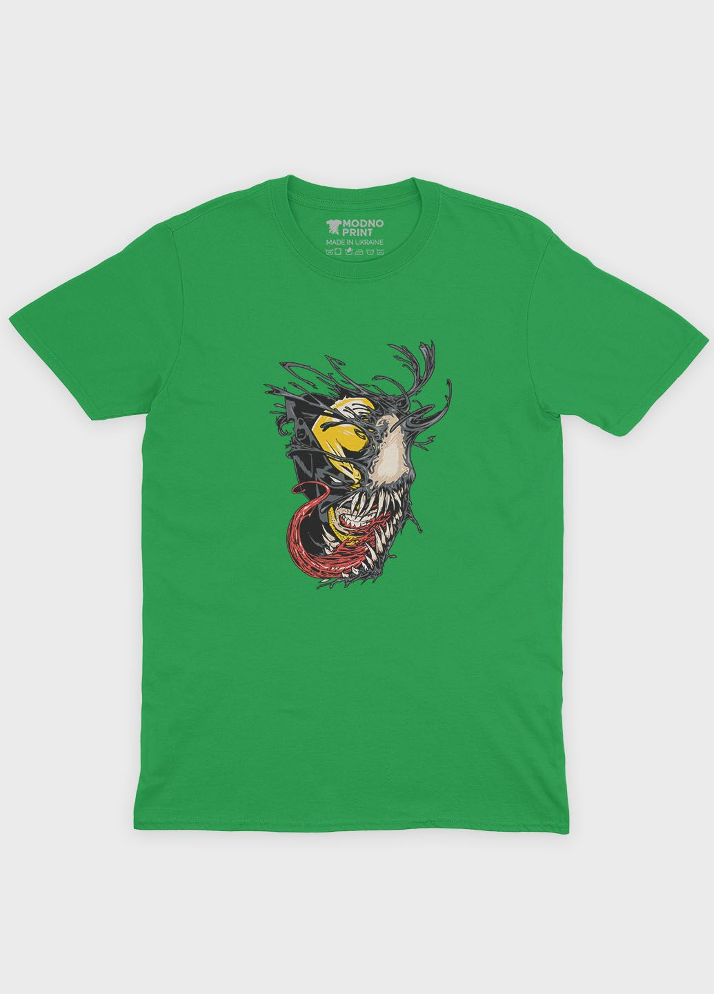 Зелена демісезонна футболка для хлопчика з принтом суперзлодія - веном (ts001-1-keg-006-013-003-b) Modno