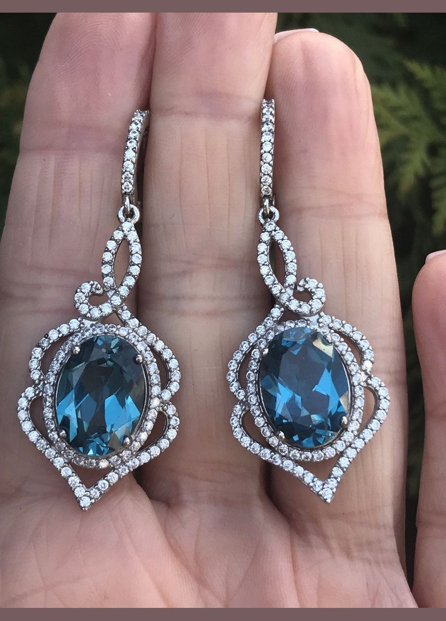 Сережки срібні з кварцом London blue Василиса 2218/9р кварц No Brand (316397566)
