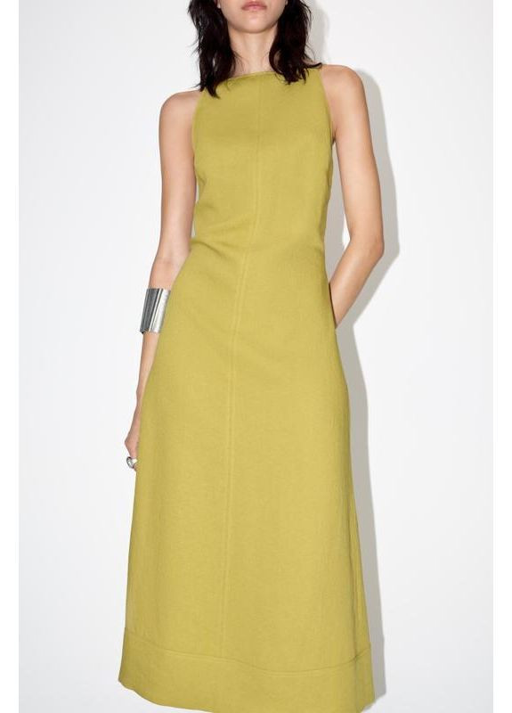 Желтое платье zw collection на основе льна Zara