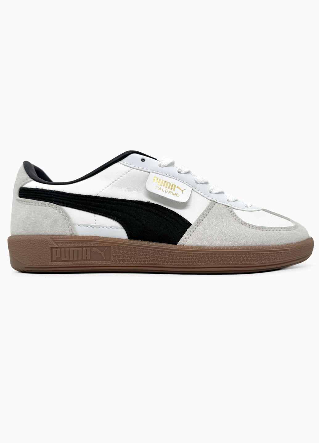 Білі Осінні кросівки чоловічі і жіночі puma palermo leather white grey black gum | пума палермо білі No Brand