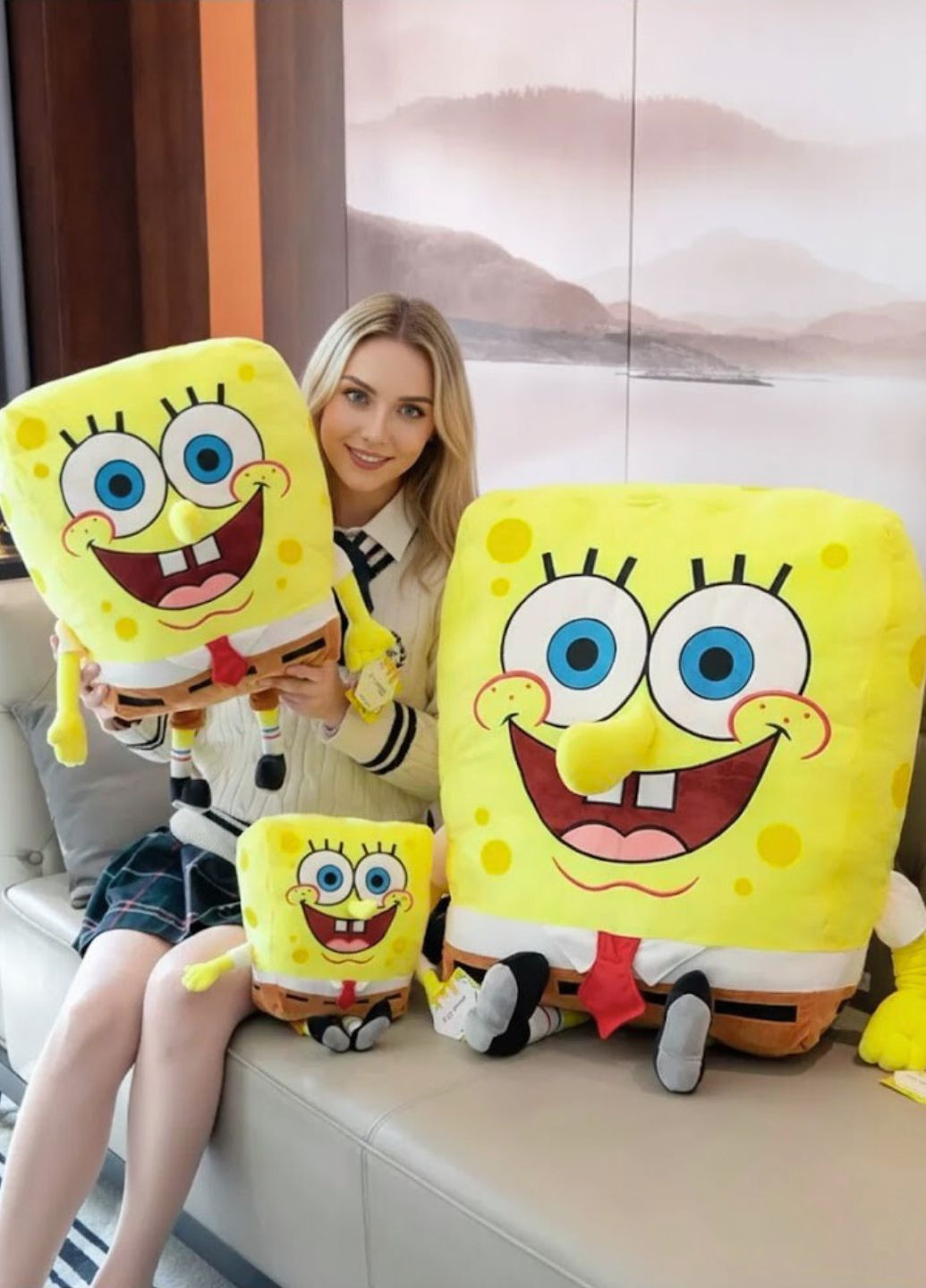 Велика плюшева іграшка Губка Боб 70 см для дітей та дорослих My Kigu (370952749)