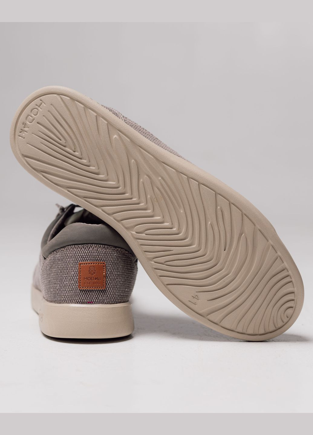 Серо-бежевые мокасины визон текстиль Hodaki