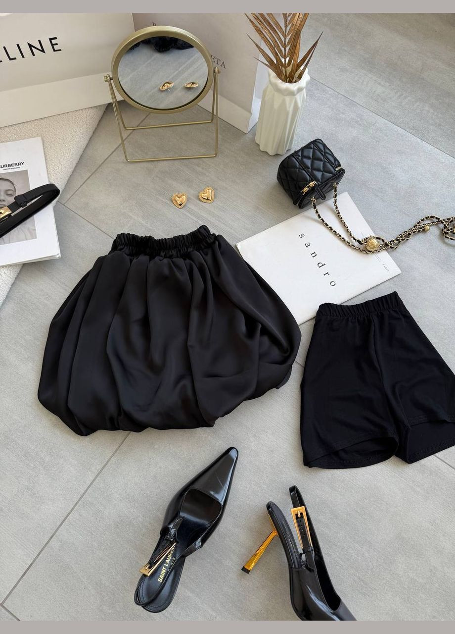 Черная повседневная, кэжуал однотонная юбка No Brand баллон