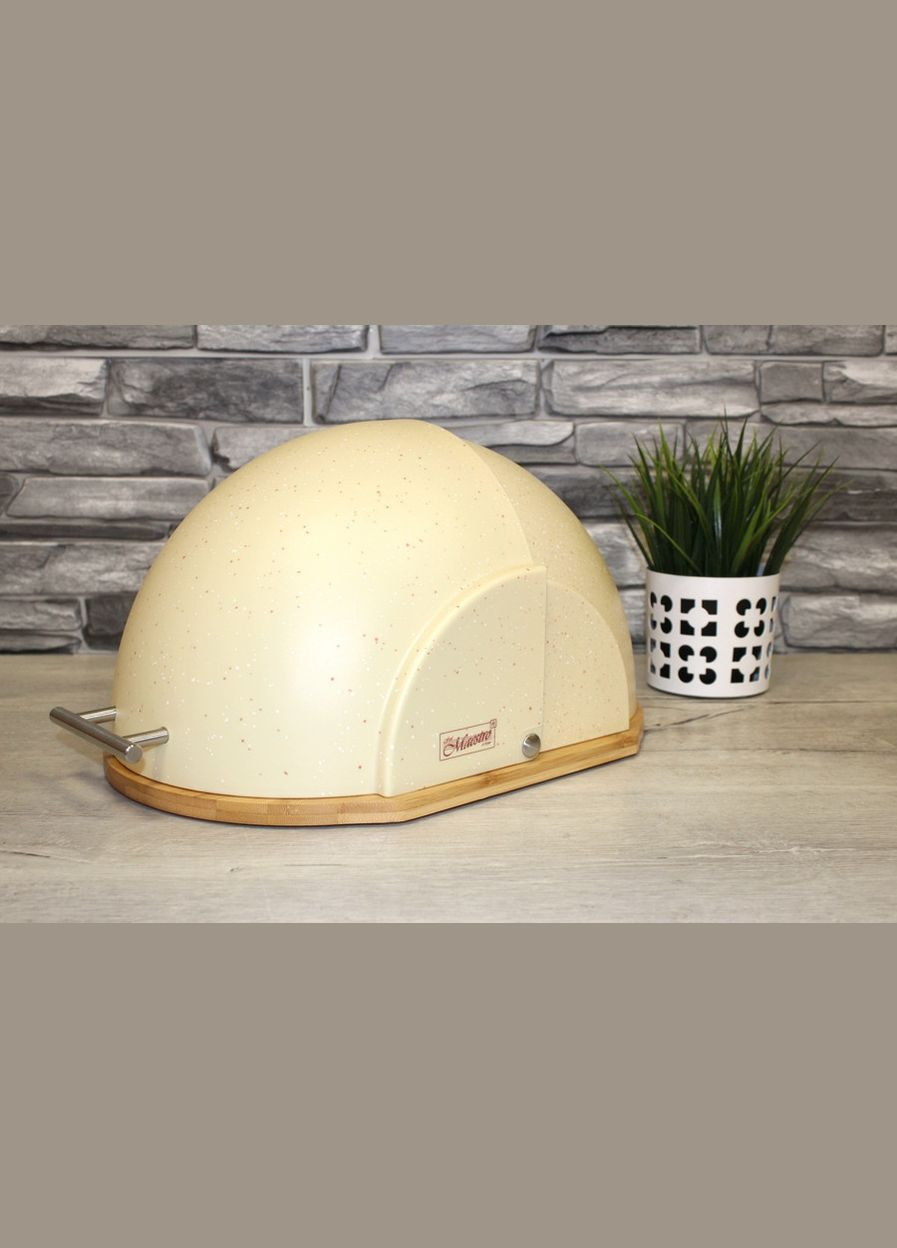 Хлібниця дерев'яна з пластиковою кришкою (MR-1678G-BEIGE) Maestro (334009784)