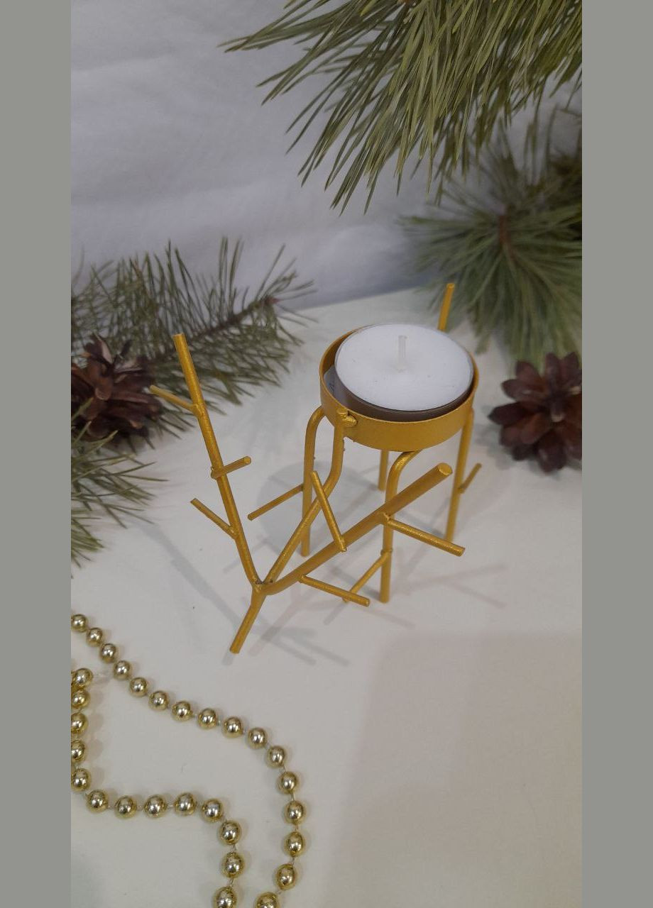 Подсвечник Олень золото 10*8*5 см (241027) Гранд Презент (305412810)