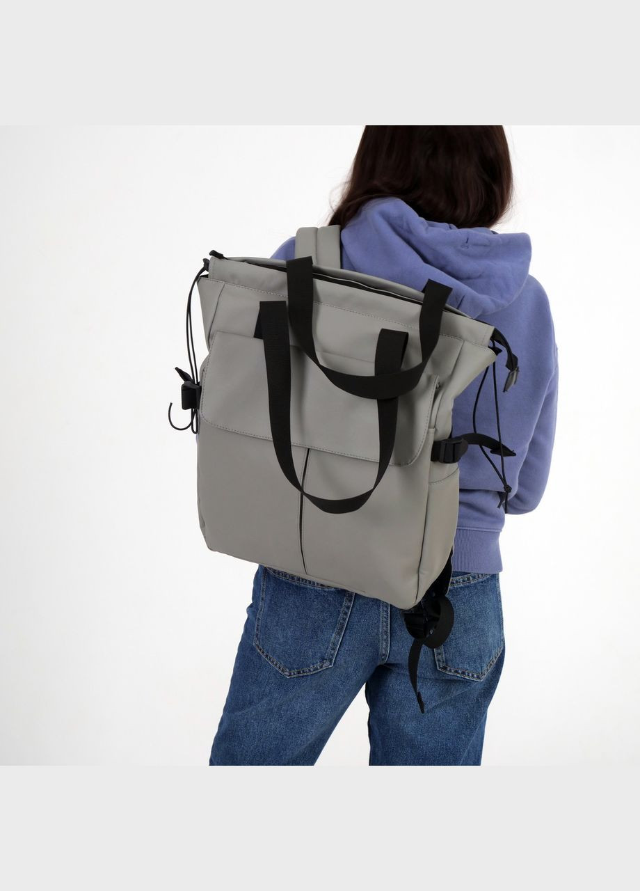 Жіночий шопер-рюкзак, крос-боді сірий з екошкіри ToBeYou shoperbag (284725578)